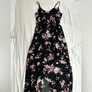 LUSH sheer black floral midi dress